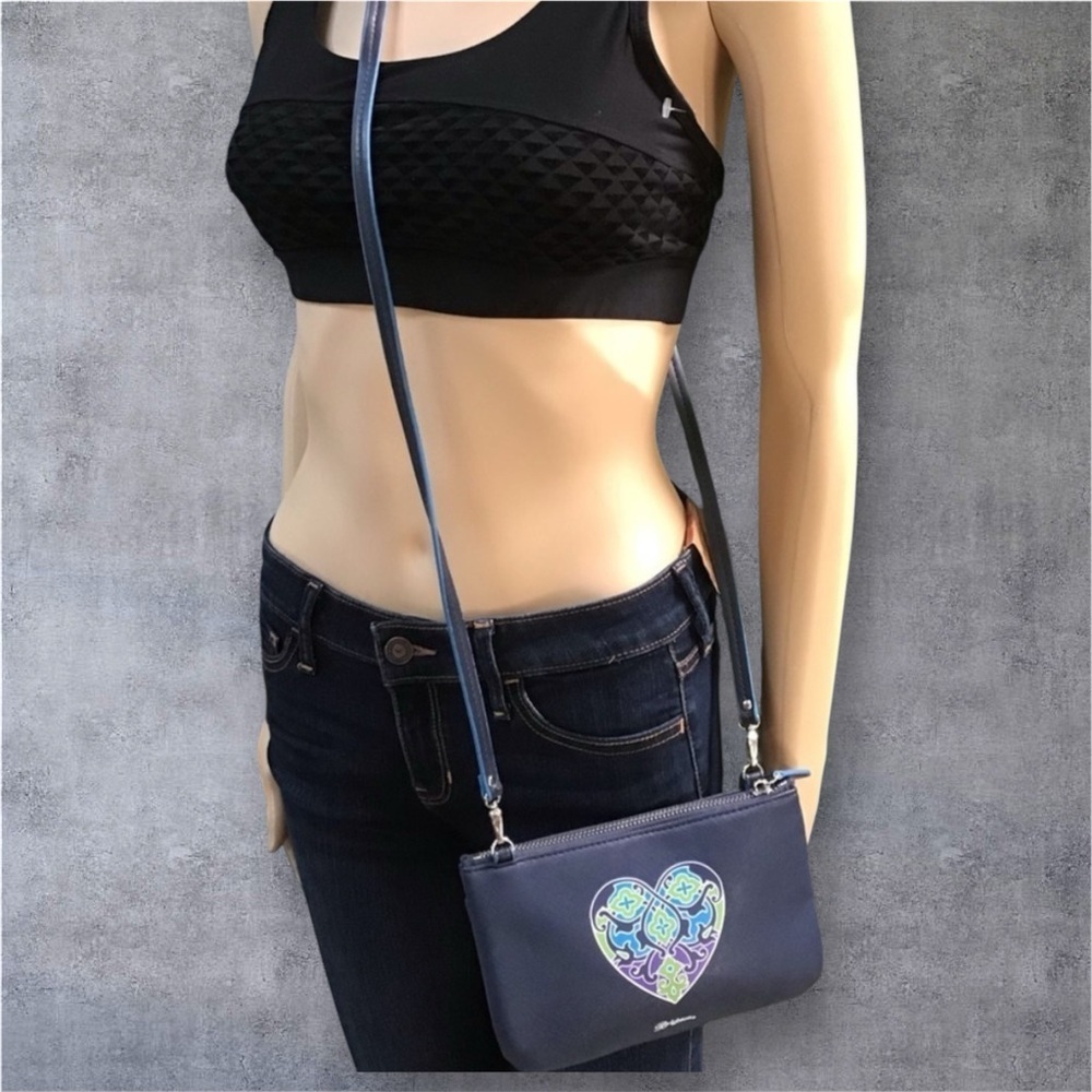 Brighton Summer Heart Mini Bag Hipster Crossbody Purse Royal Lace Sophia